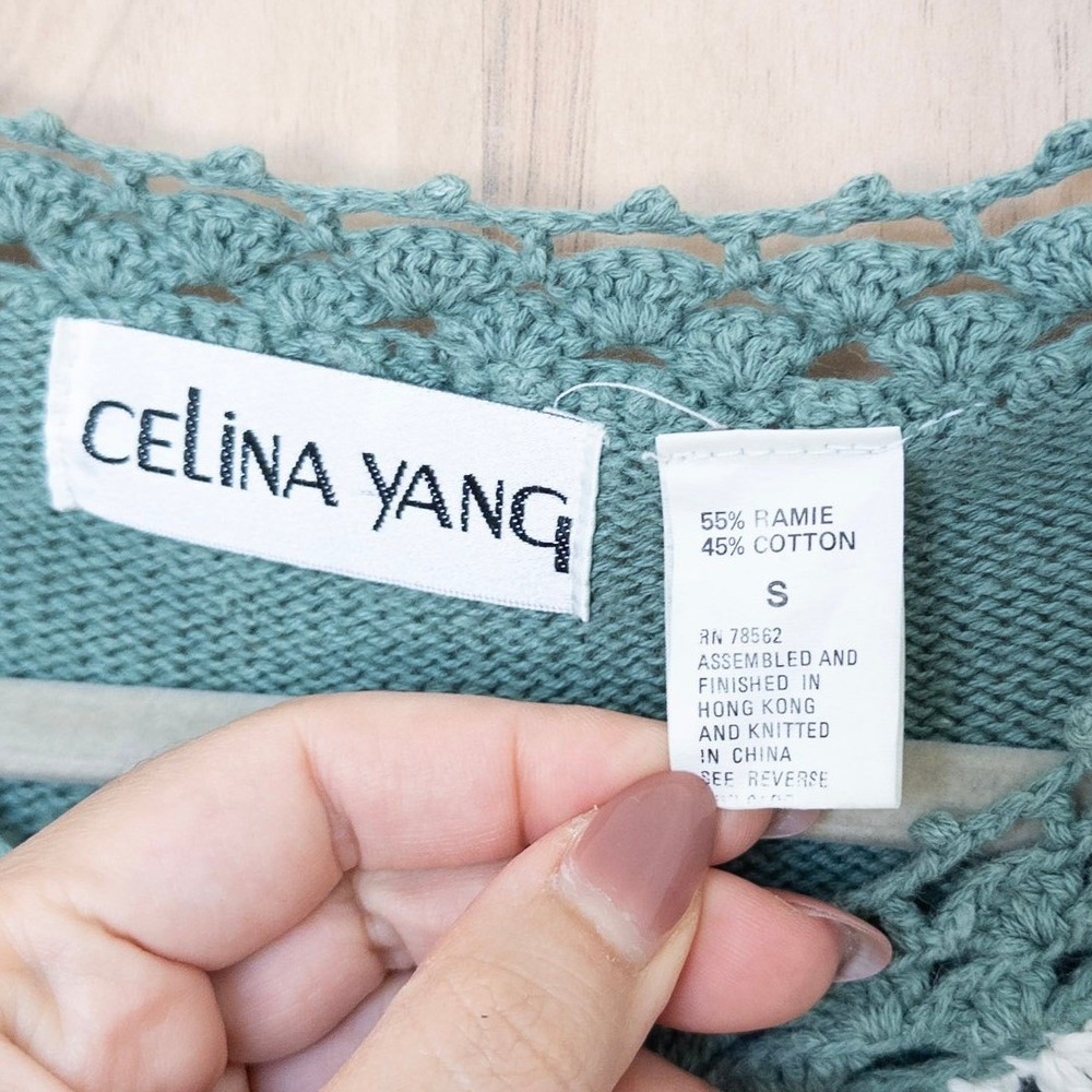 VTG Celina Yang Patchwork Granny Square Sweater S… - image 4